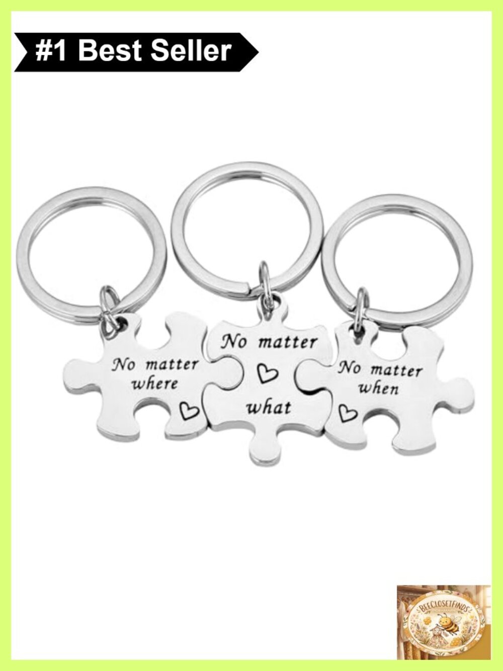 3pc Stainless Steel Keychain Set Long Distance Relationship Gift